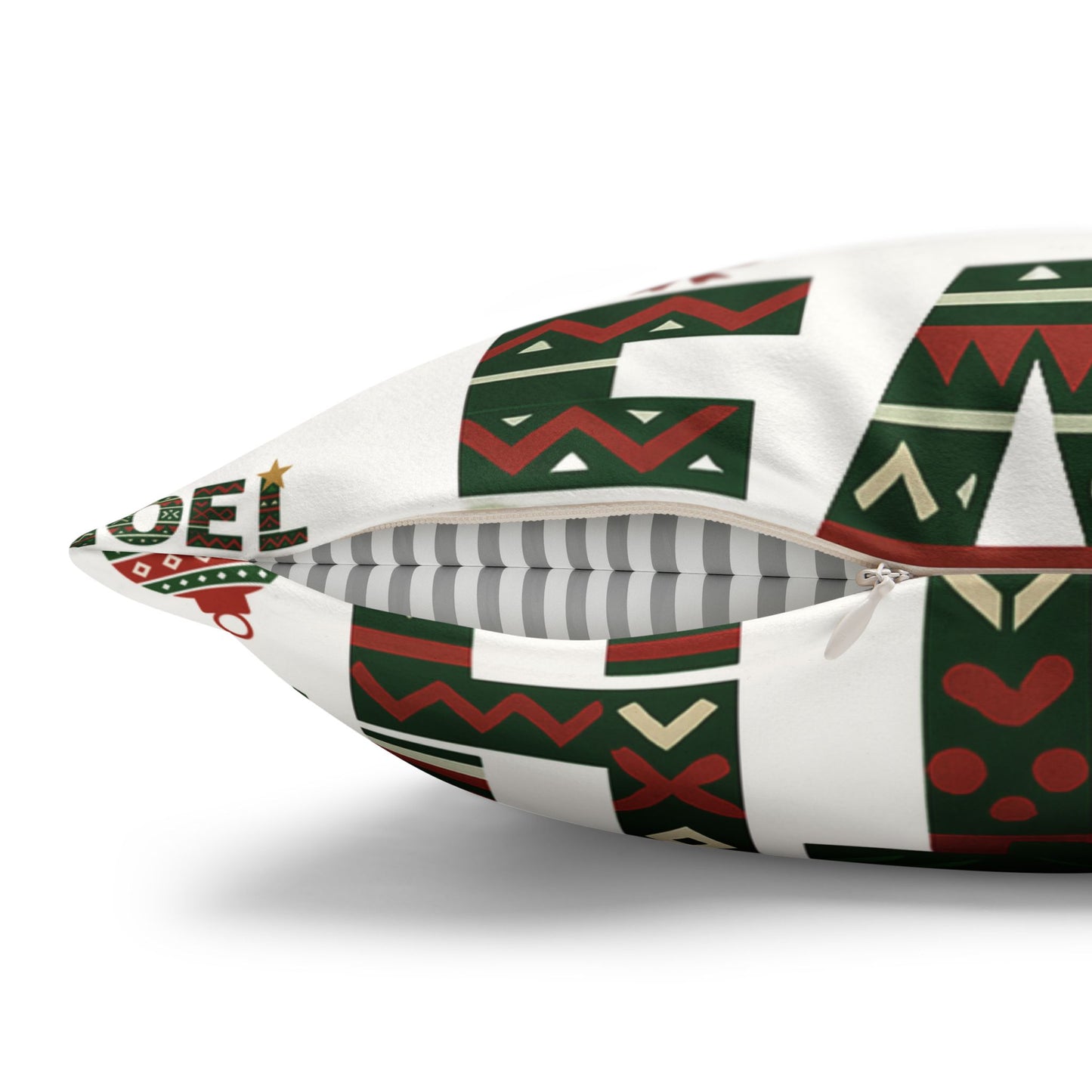 Noel Hope Faith African Print Christmas Pillowcase — Faux Suede Square Holiday Pillow Cover