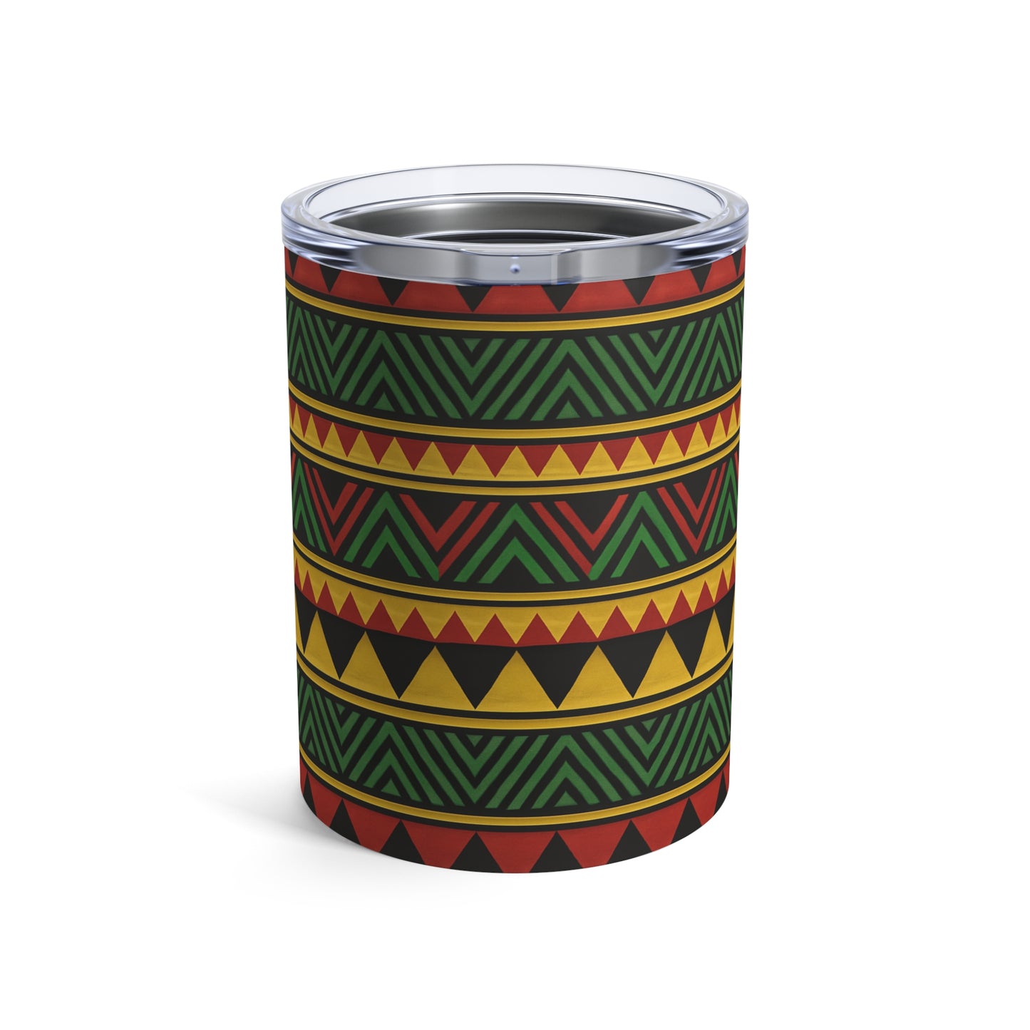 10oz Insulated Tumbler — AfricanTribal Pattern (Red Green Yellow)