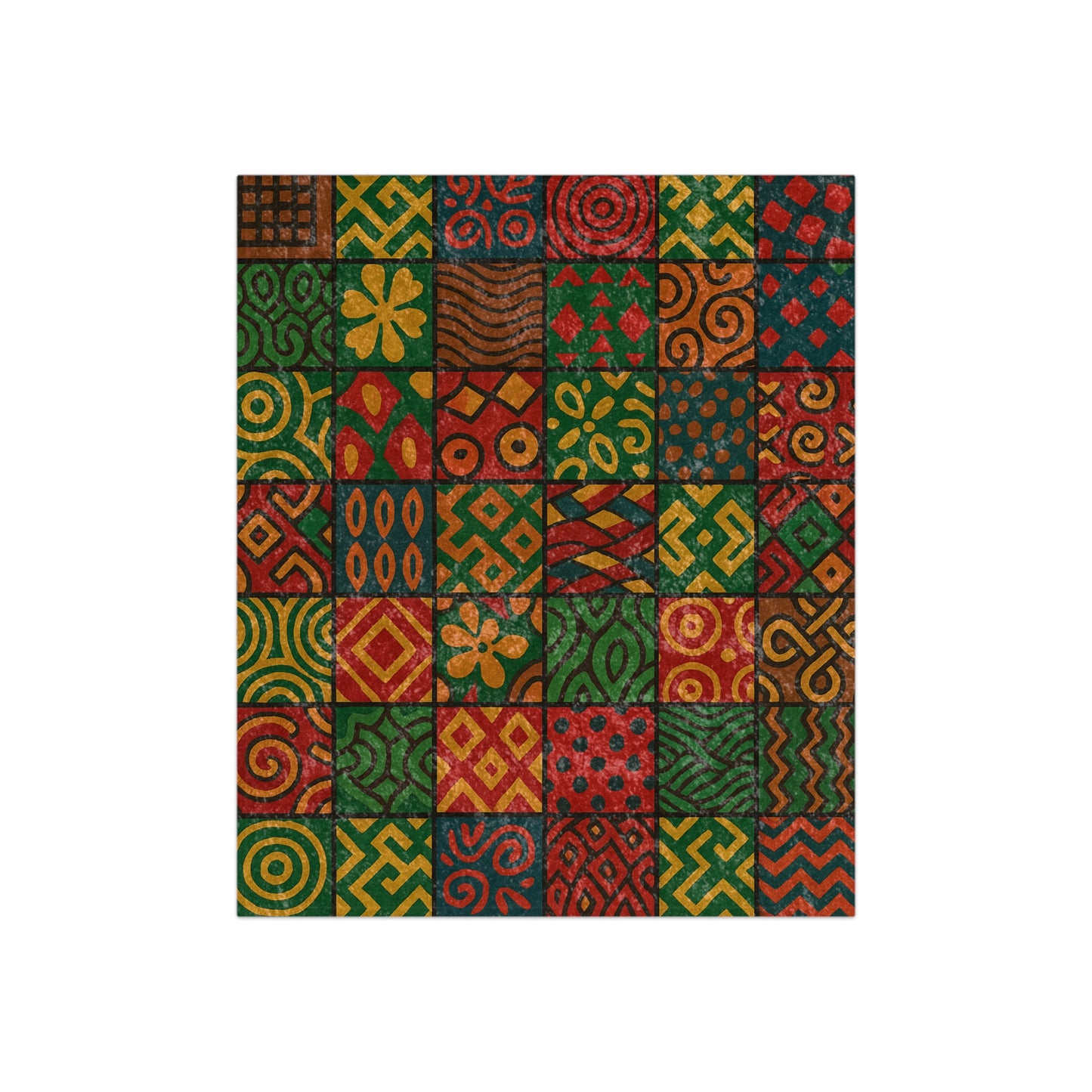 Velvet Blanket - African Patch Work Christmas Ethnic Design