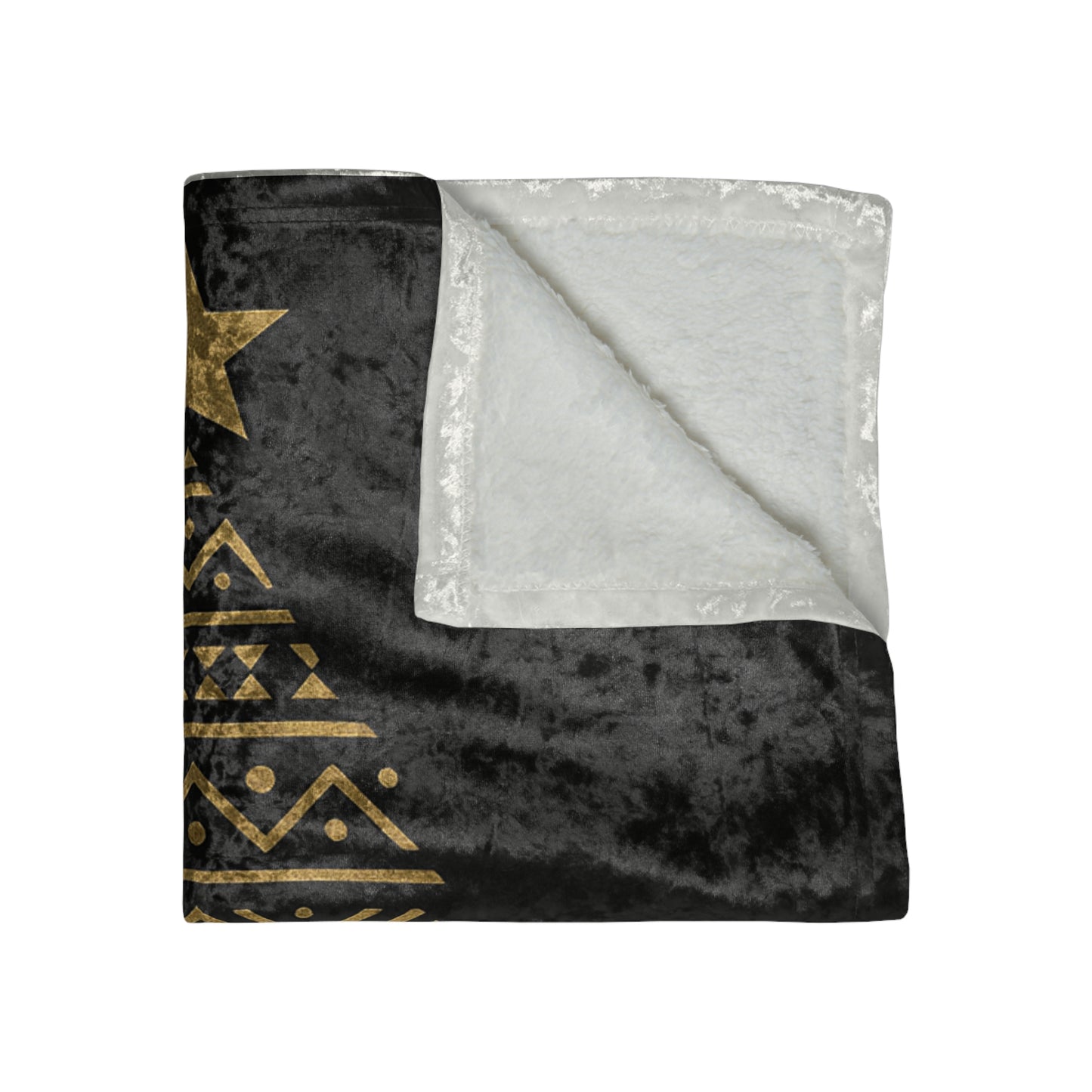 Crushed Velvet Blanket - Gold African Geometric Pattern