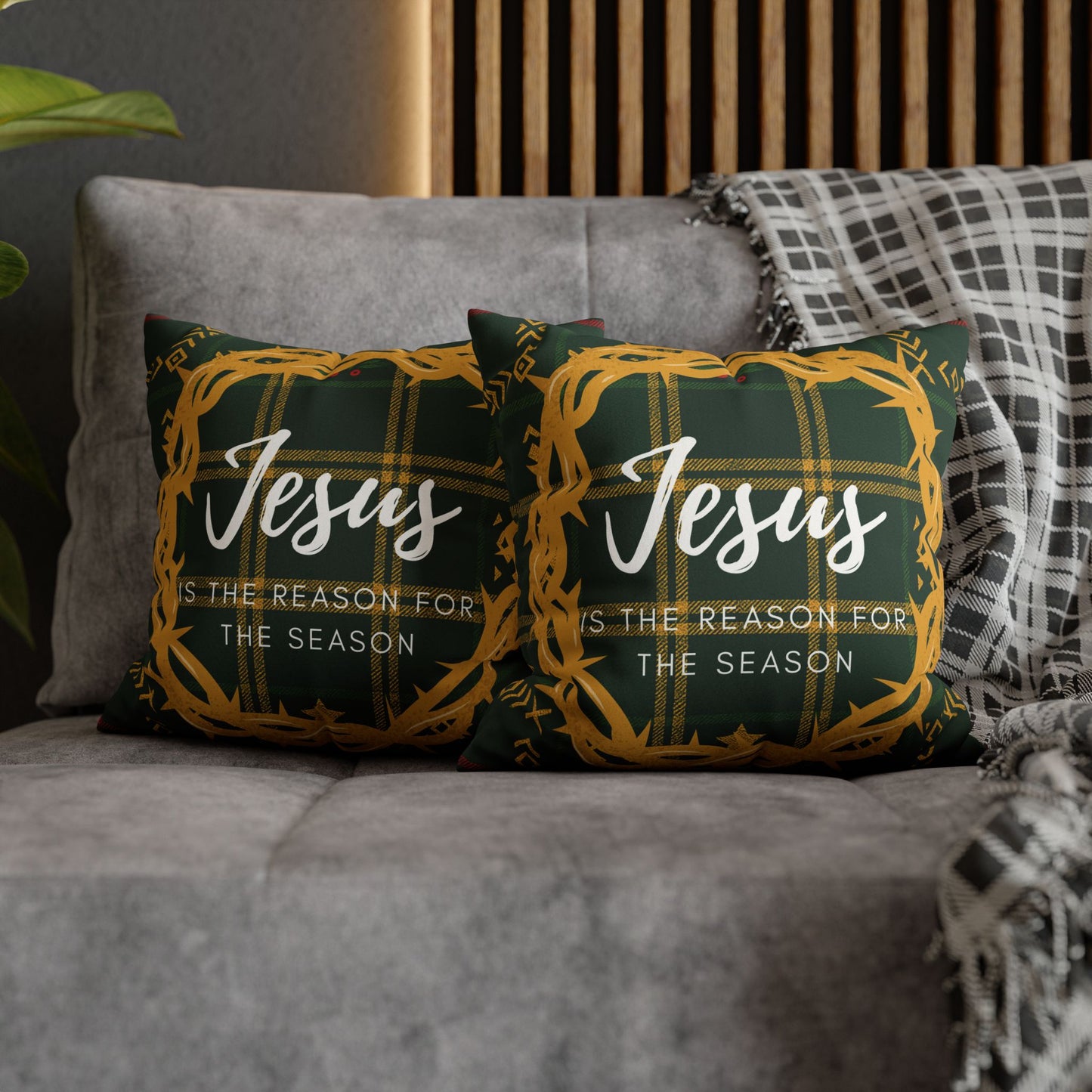 Jesus Is the Reason for the Season African Patterned Faux Suede Pillowcase