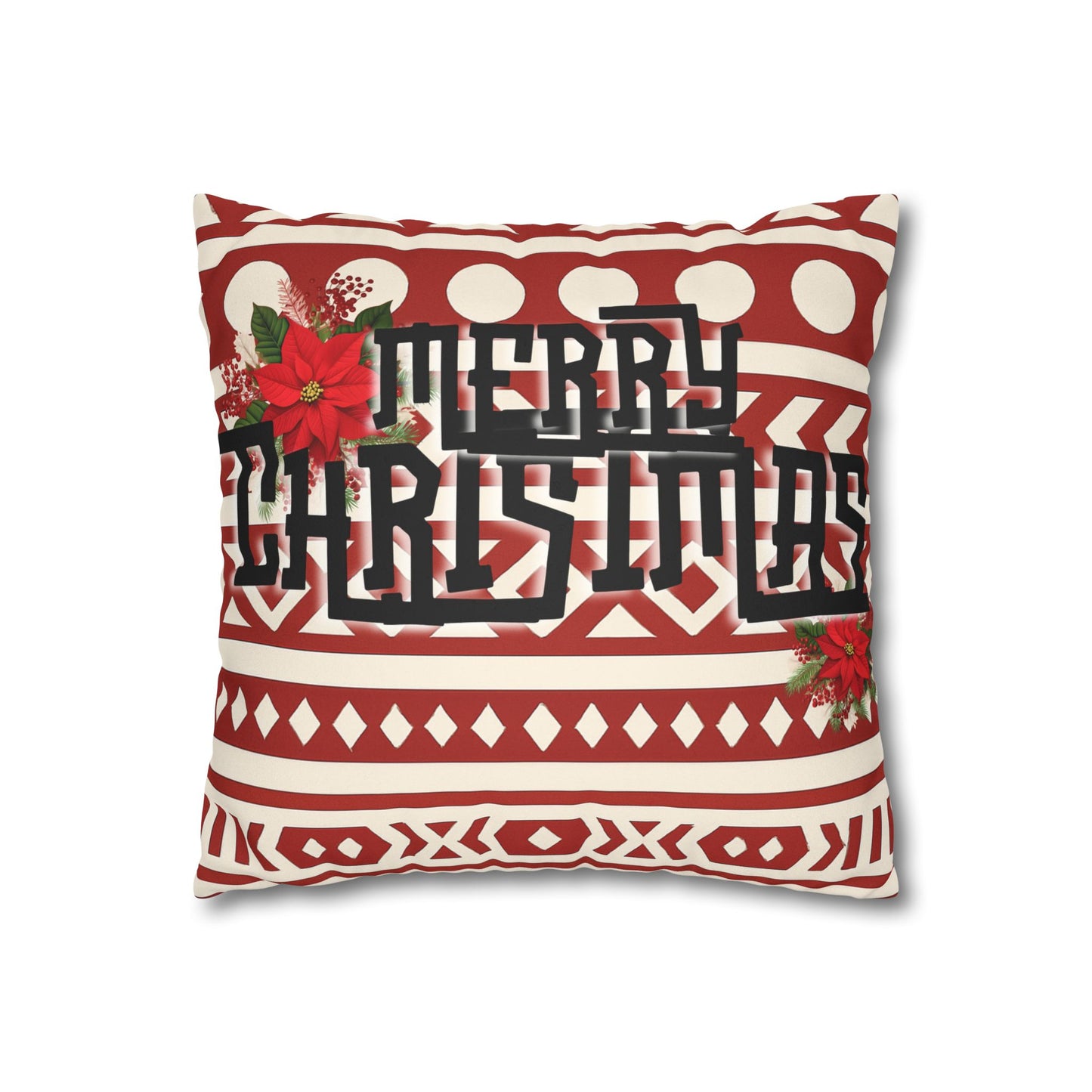 African Merry Christmas Geometric Print Faux Suede Pillowcase