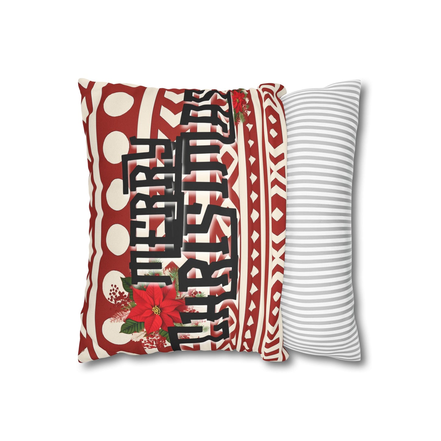 African Merry Christmas Geometric Print Faux Suede Pillowcase