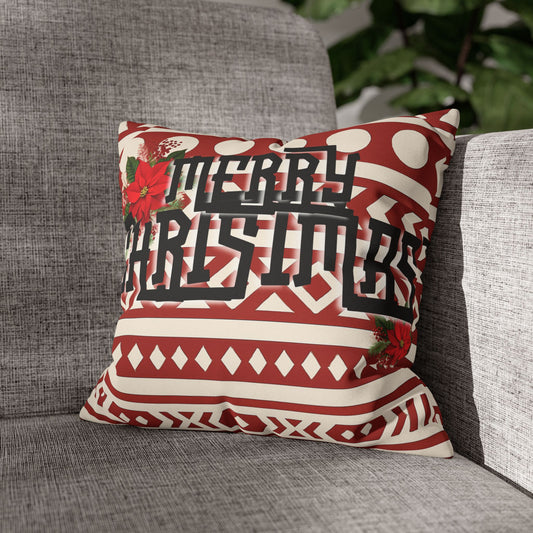 African Merry Christmas Geometric Print Faux Suede Pillowcase