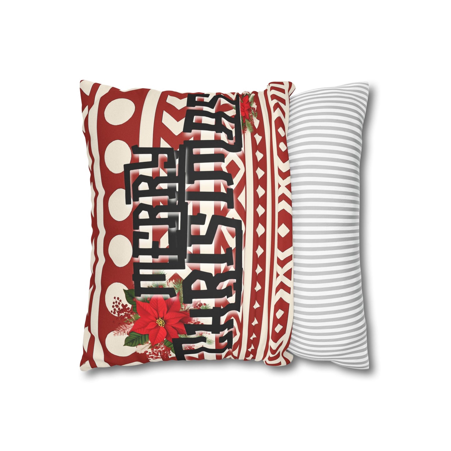 African Merry Christmas Geometric Print Faux Suede Pillowcase