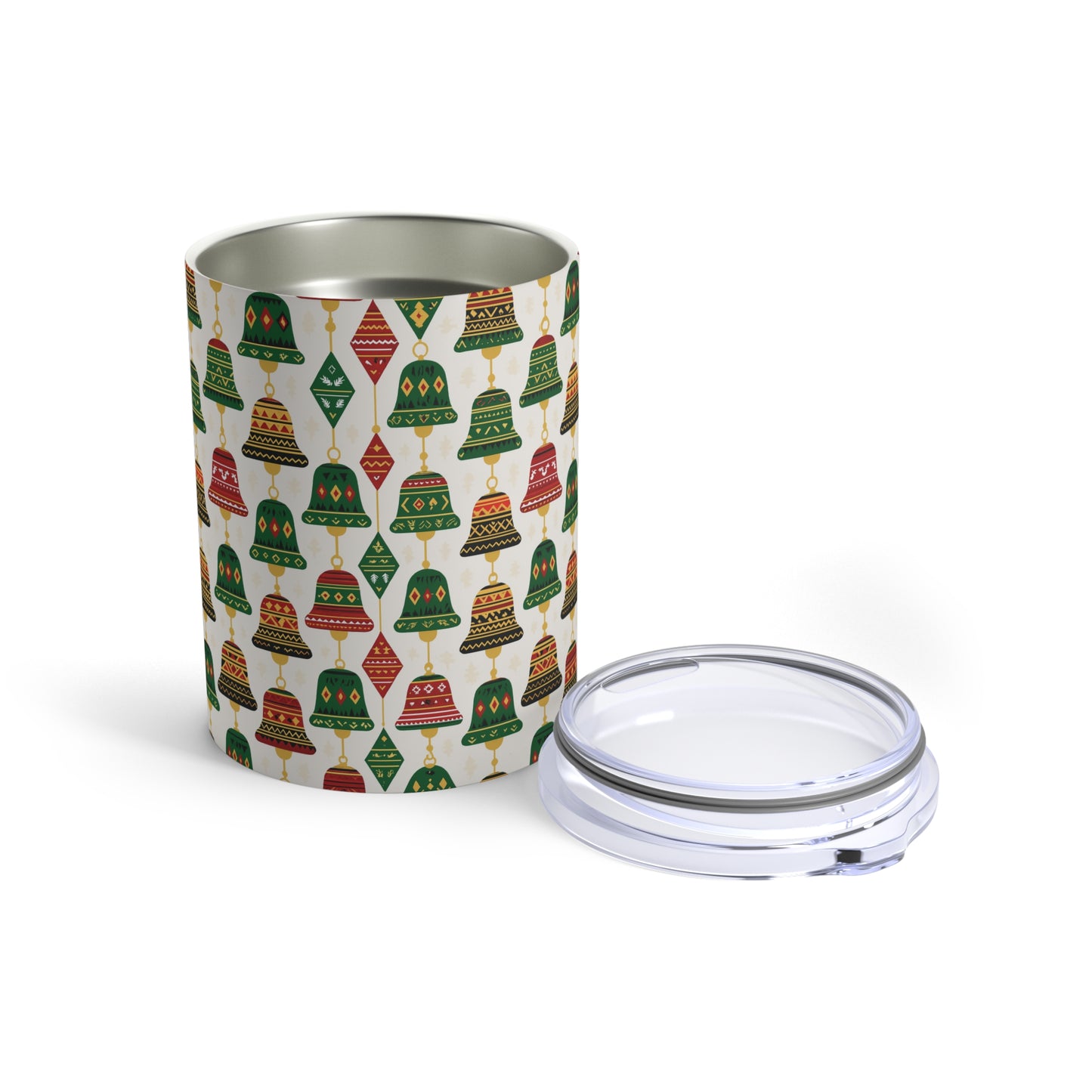 Afro Christmas Bells 10oz Tumbler — African-Inspired Holiday Pattern