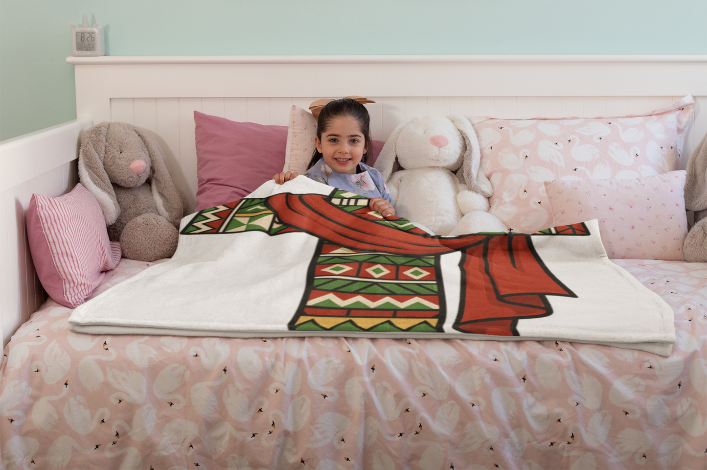 Velvet Blanket - African Patterned Cross, Christmas Design