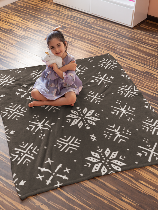Throw Blanket with African-Patterned Snowflakes Design