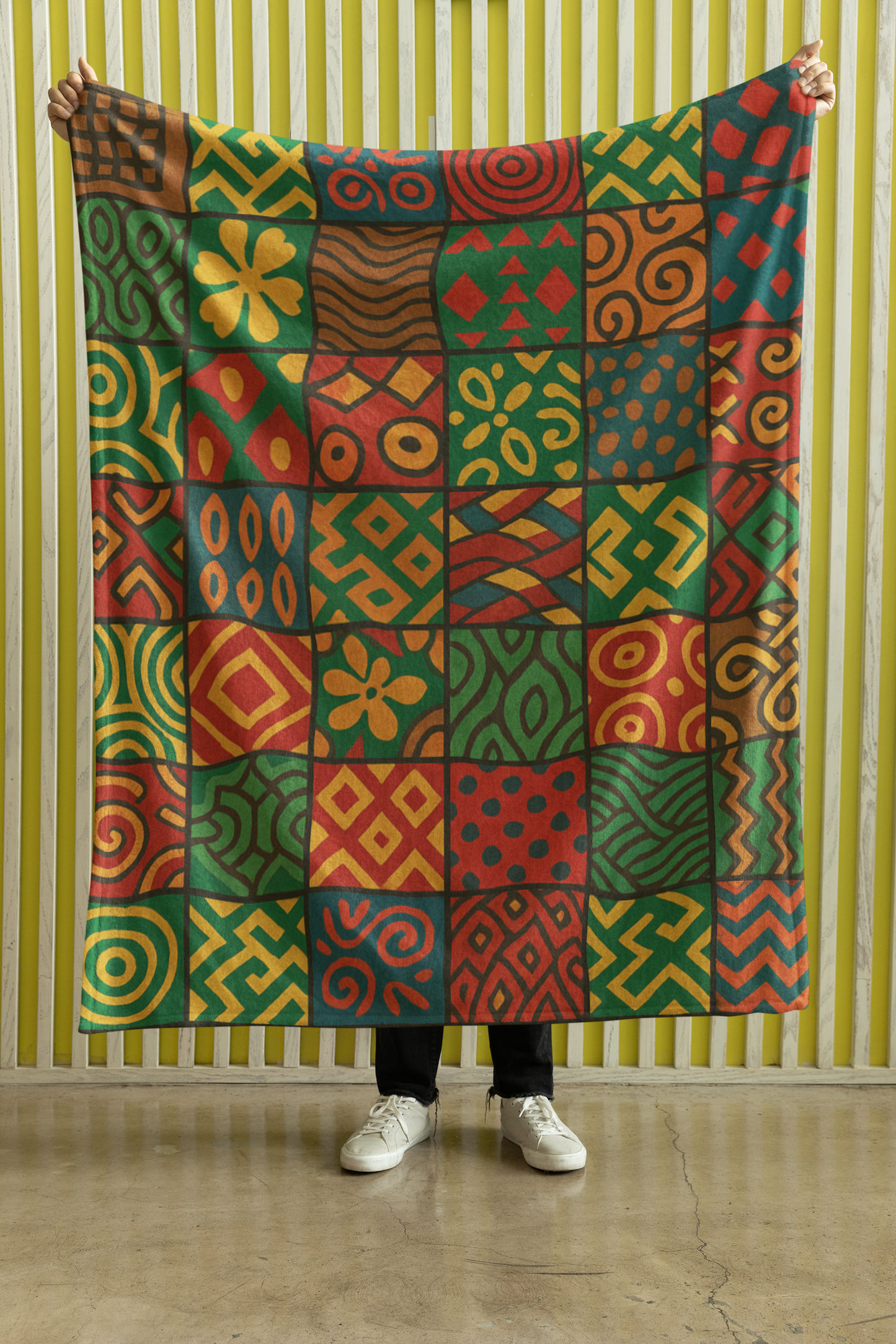 Velvet Blanket - African Patch Work Christmas Ethnic Design