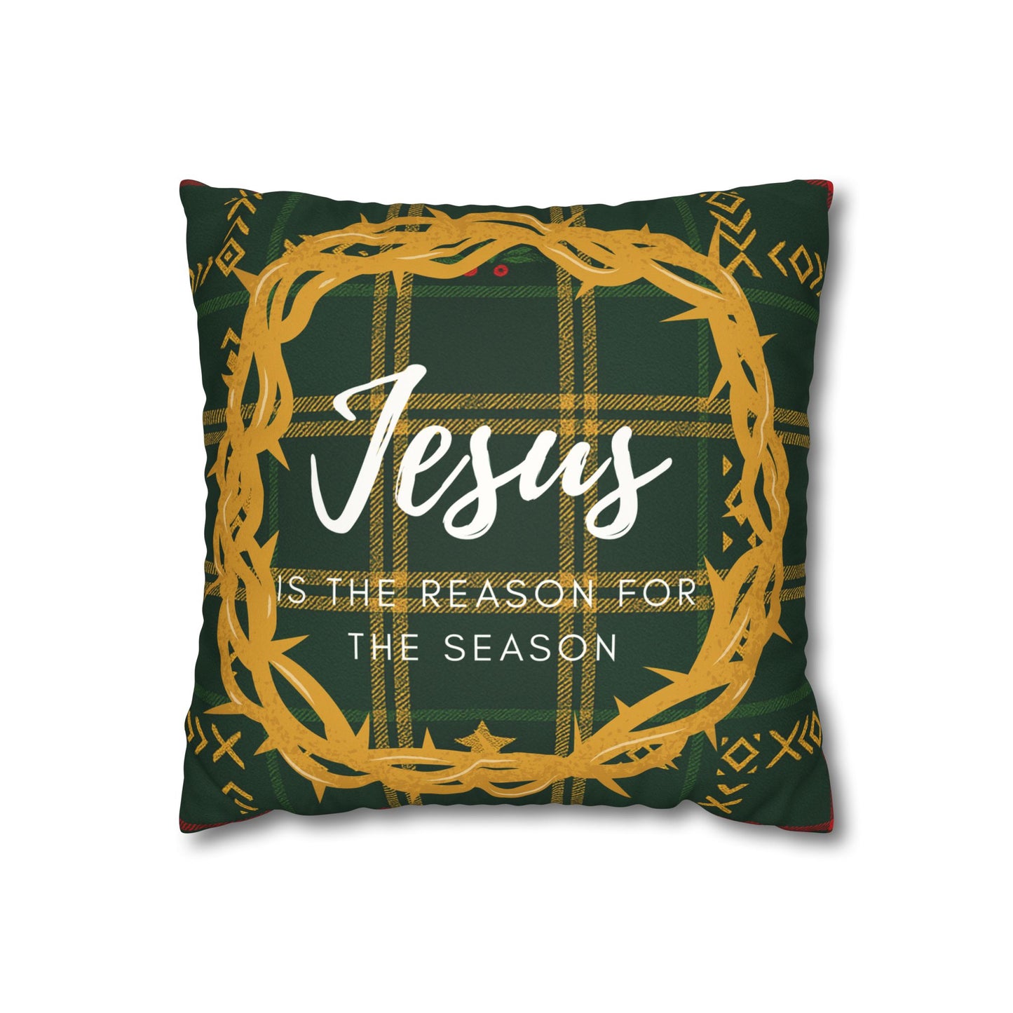 Jesus Is the Reason for the Season African Patterned Faux Suede Pillowcase