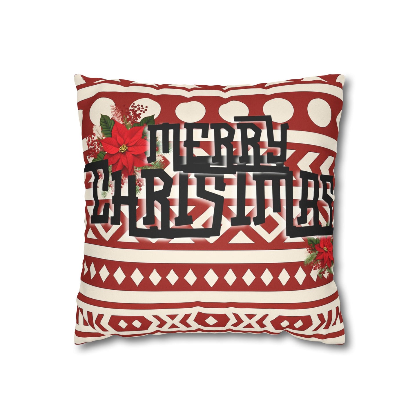 African Merry Christmas Geometric Print Faux Suede Pillowcase