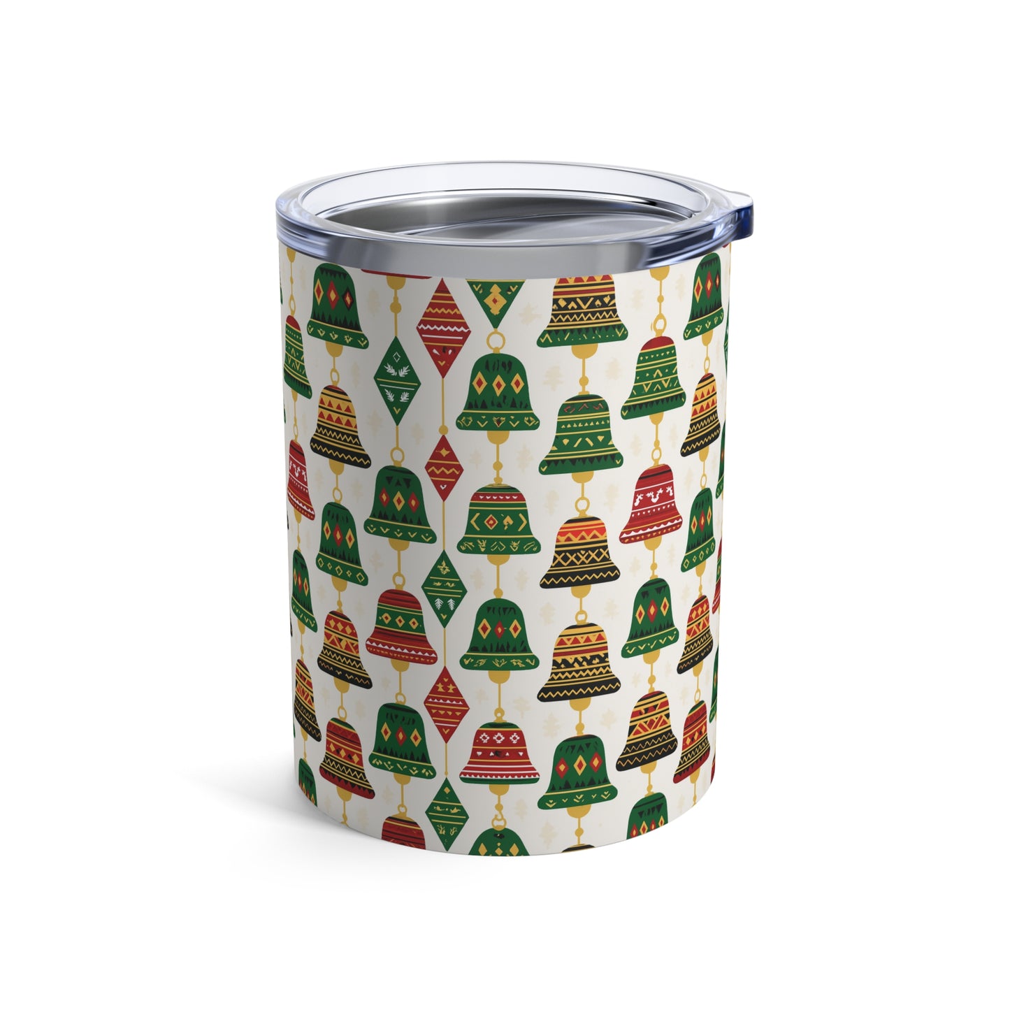 Afro Christmas Bells 10oz Tumbler — African-Inspired Holiday Pattern