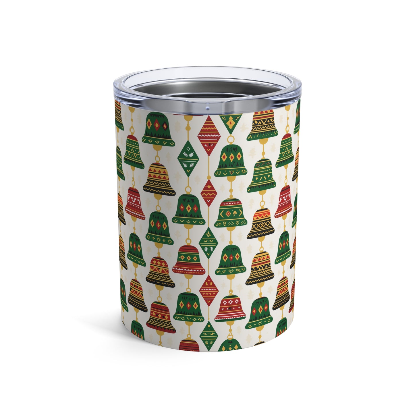 Afro Christmas Bells 10oz Tumbler — African-Inspired Holiday Pattern