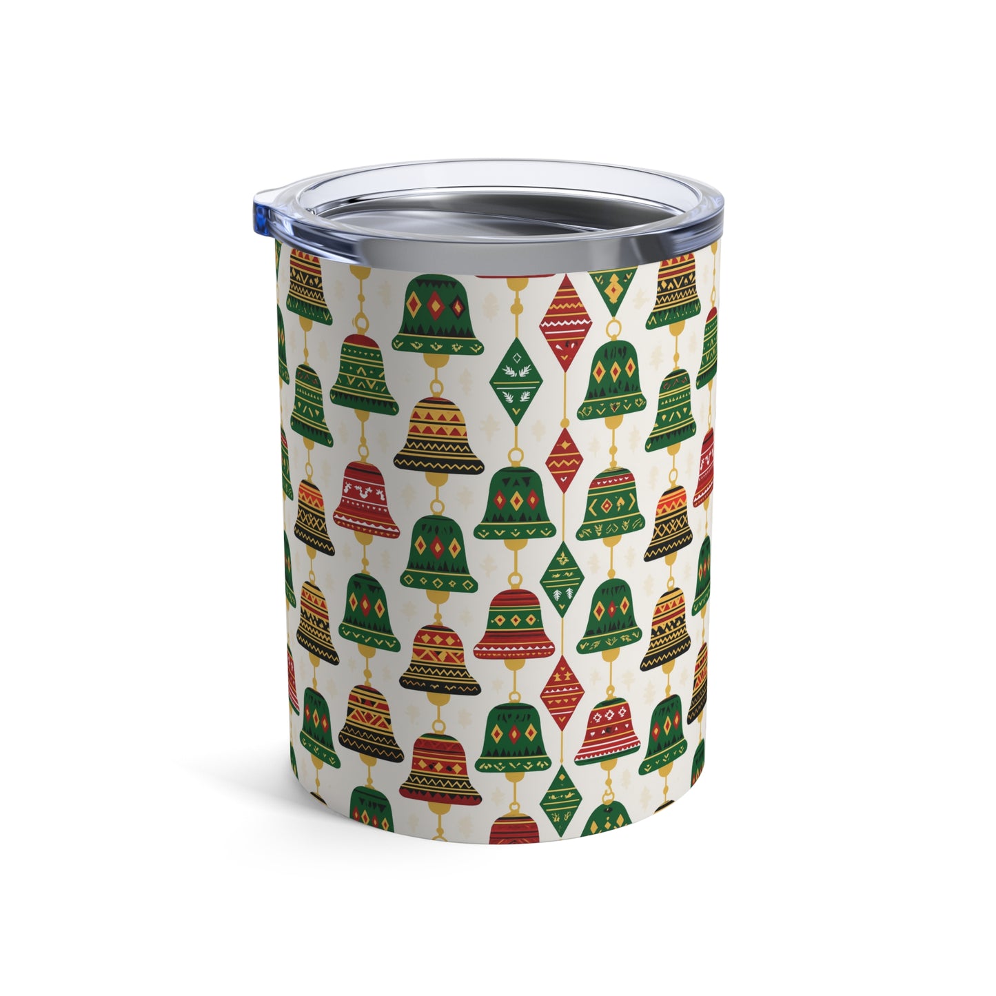 Afro Christmas Bells 10oz Tumbler — African-Inspired Holiday Pattern