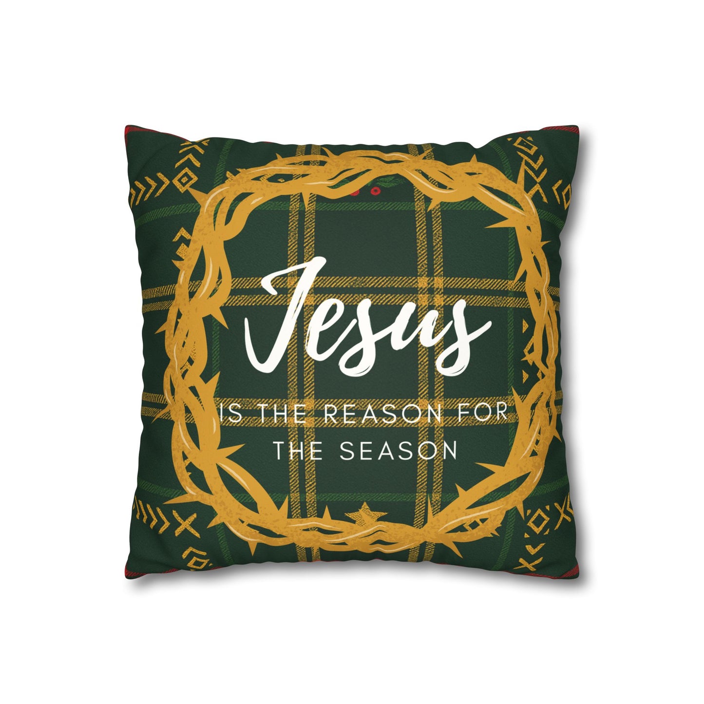 Jesus Is the Reason for the Season African Patterned Faux Suede Pillowcase