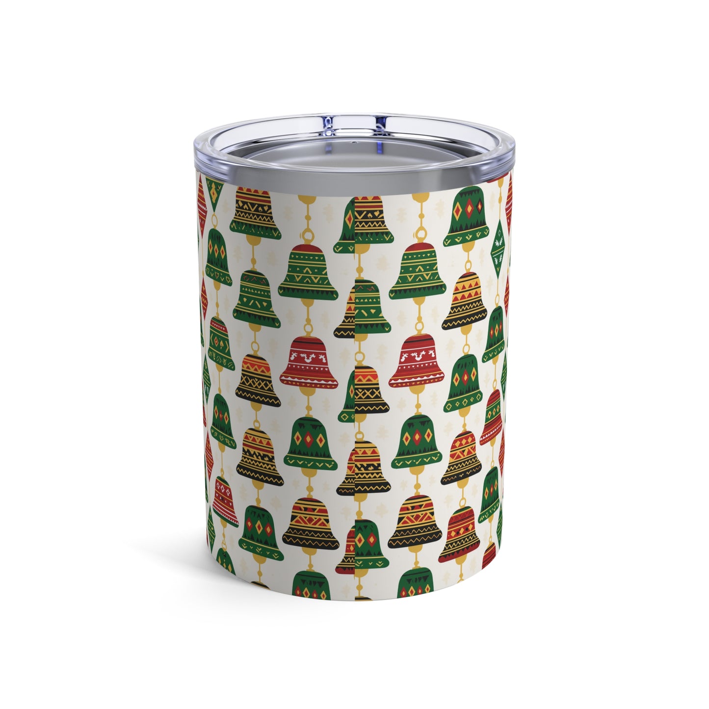 Afro Christmas Bells 10oz Tumbler — African-Inspired Holiday Pattern