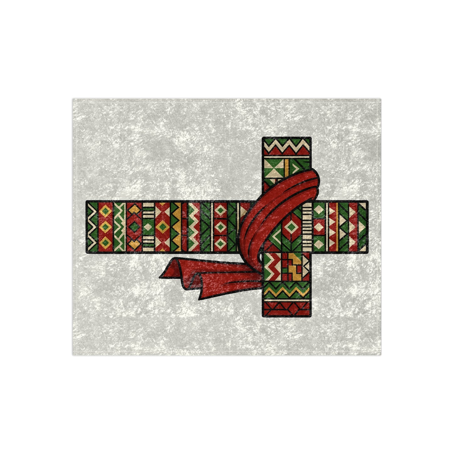 Velvet Blanket - African Patterned Cross, Christmas Design