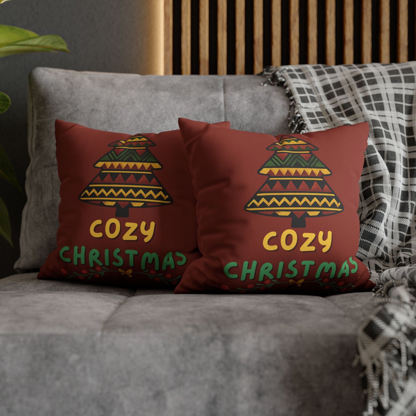 African Print Decorative Holiday Tree Throw Pillow Cover