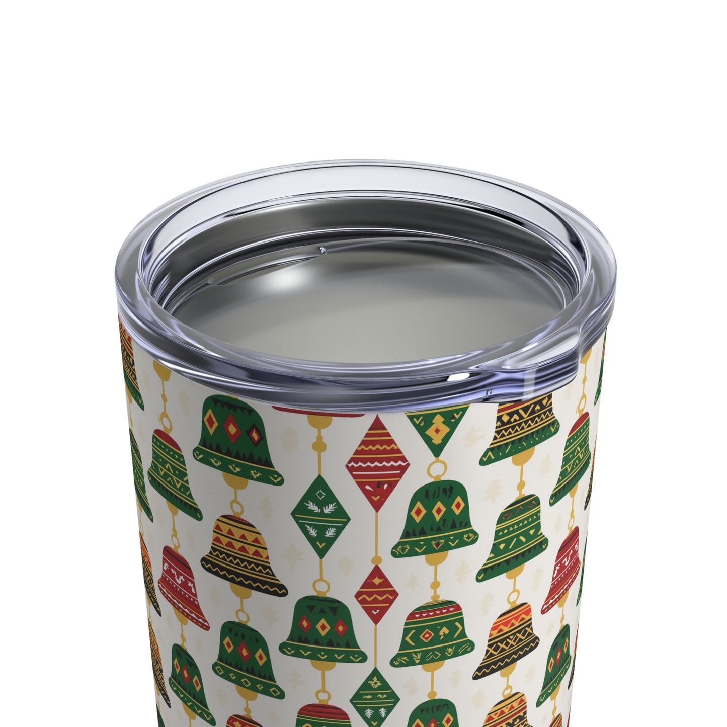 Afro Christmas Bells 10oz Tumbler — African-Inspired Holiday Pattern