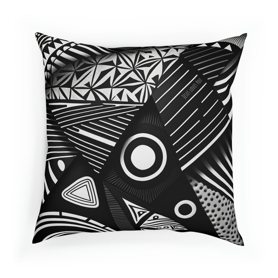 Jesus Loves You: African-Patterned Cushion with Uplifting Message.