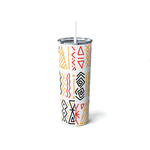 African Motif Skinny Steel Tumbler with Straw 20oz