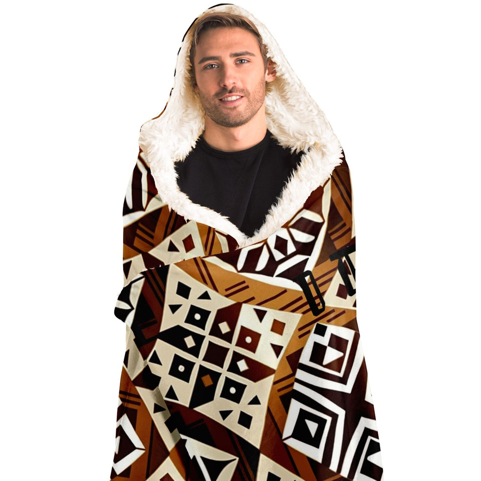 "Blessed: A Brown, Black and White African Patterned Blanket with 'I am Blessed' Logo" AOP