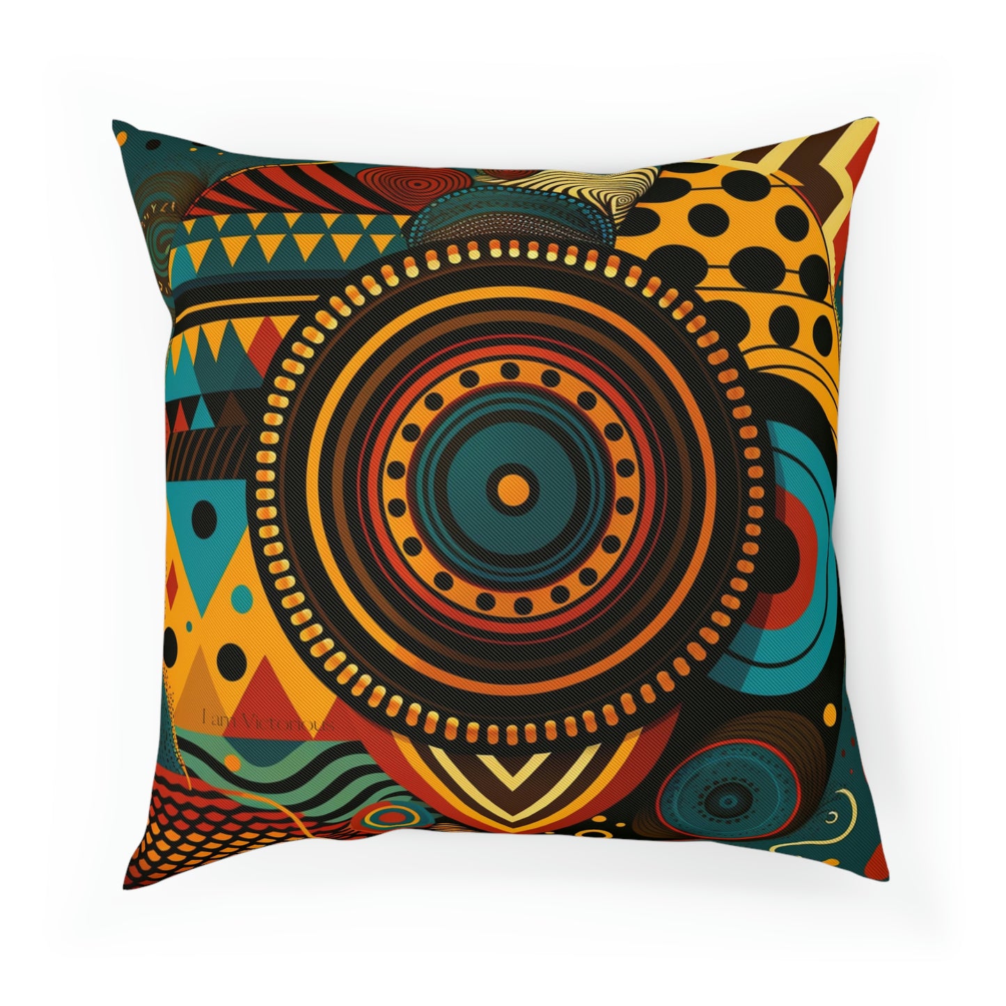 Victorious African Print Cushion: Celebrating Faith and Culture"