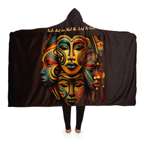 African Face Print Hooded Blanket: Taste and See the Goodness of the Lord- AOP