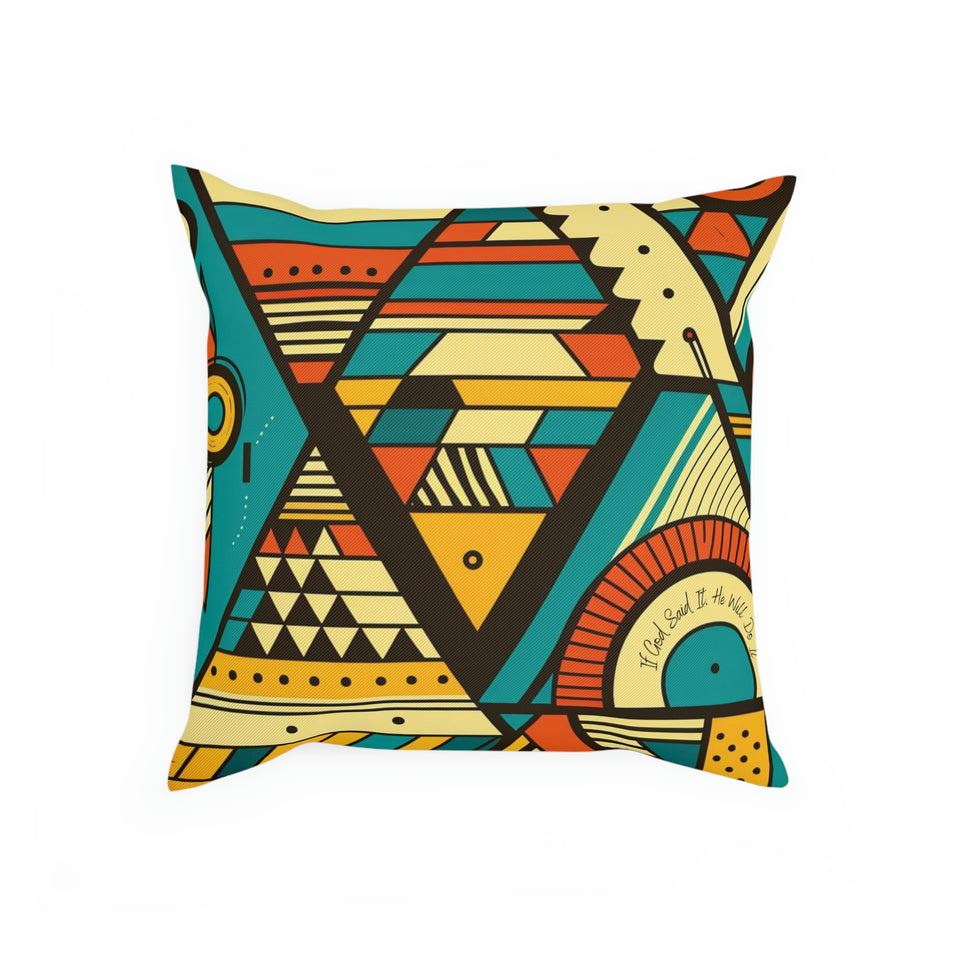 Faithful African Print Cushion: Trusting in the Promises of God