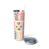 African Motif Skinny Steel Tumbler with Straw 20oz