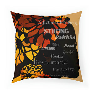 Virtuous Woman: Inspirational Cushion with Proverbs 31 Qualities