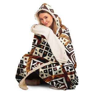 "Blessed: A Brown, Black and White African Patterned Blanket with 'I am Blessed' Logo" AOP