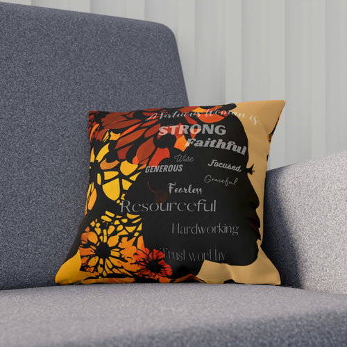 Virtuous Woman: Inspirational Cushion with Proverbs 31 Qualities