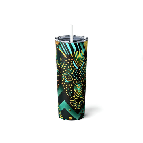 Skinny Animal Print Steel Tumbler with Straw, 20oz