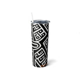 Bogolan Mud Cloth Skinny Steel Tumbler with Straw, , 20oz