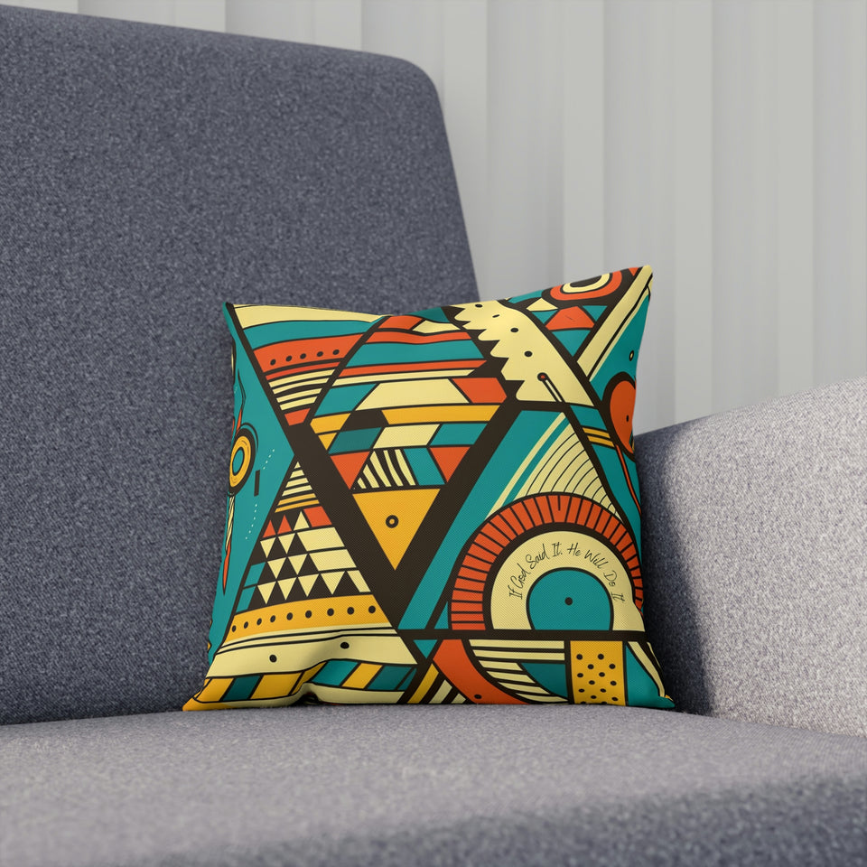 Faithful African Print Cushion: Trusting in the Promises of God