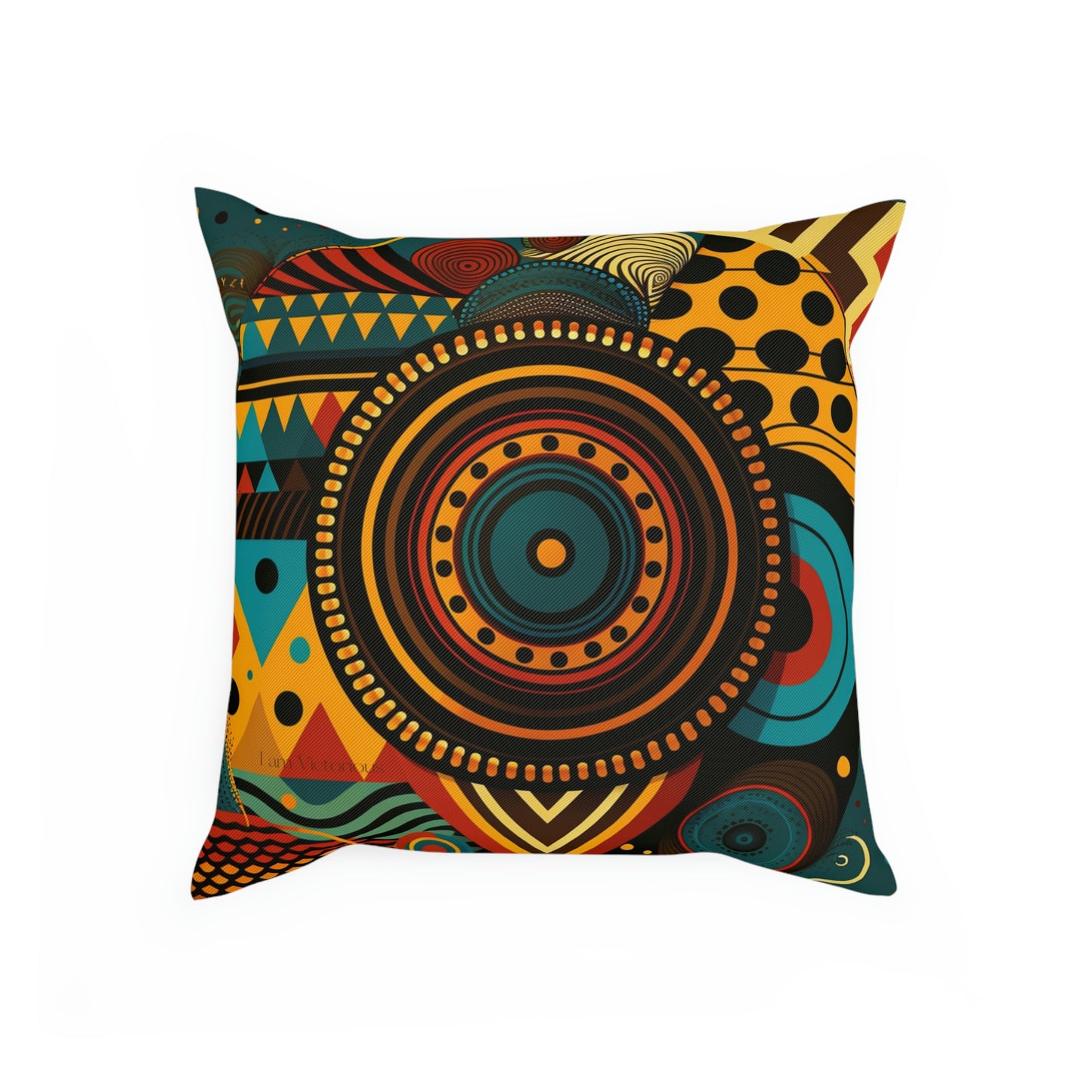 Victorious African Print Cushion: Celebrating Faith and Culture"