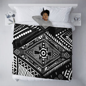 African-Inspired Black and White Patterned Blanket
