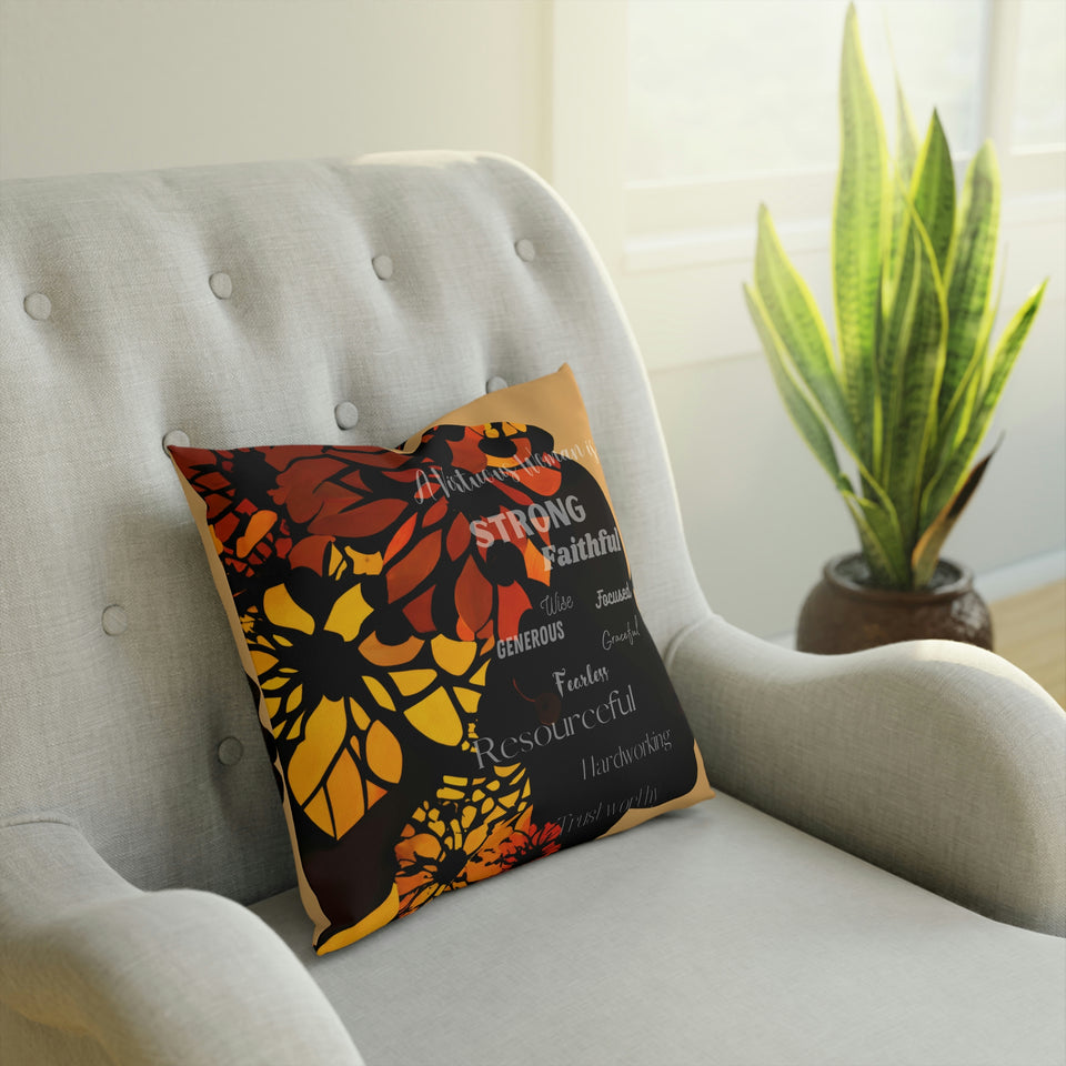 Virtuous Woman: Inspirational Cushion with Proverbs 31 Qualities