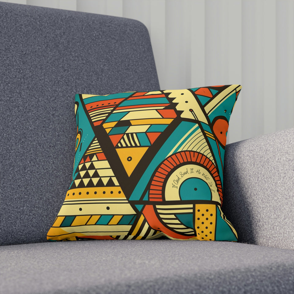 Faithful African Print Cushion: Trusting in the Promises of God