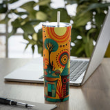 My Village Skinny Steel Tumbler with Straw, 20oz