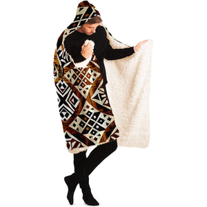 "Blessed: A Brown, Black and White African Patterned Blanket with 'I am Blessed' Logo" AOP