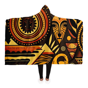 African-Patterned Blanket with Uplifting Message" Jesus Has Your Back Always