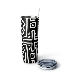 Bogolan Mud Cloth Skinny Steel Tumbler with Straw, , 20oz