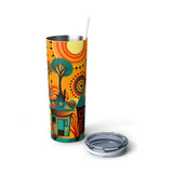 My Village Skinny Steel Tumbler with Straw, 20oz