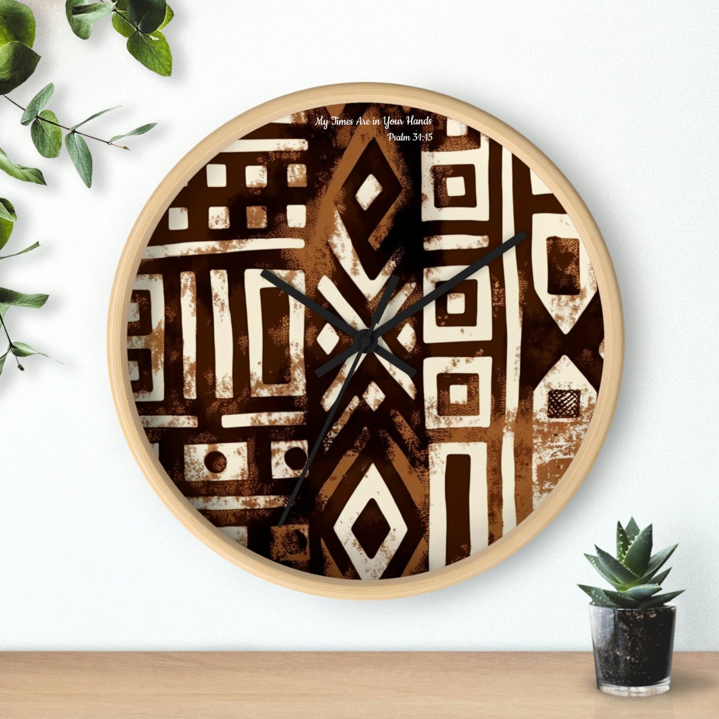 Psalm 31:15 African Print Wall Clock
