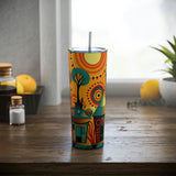 My Village Skinny Steel Tumbler with Straw, 20oz