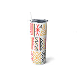 African Motif Skinny Steel Tumbler with Straw 20oz