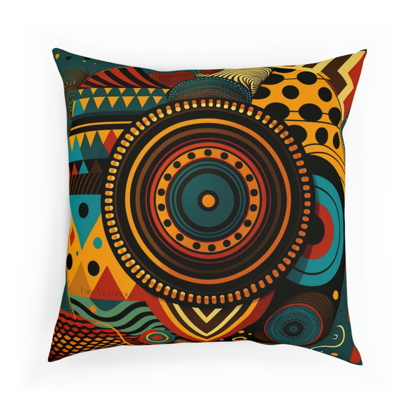 Victorious African Print Cushion: Celebrating Faith and Culture"