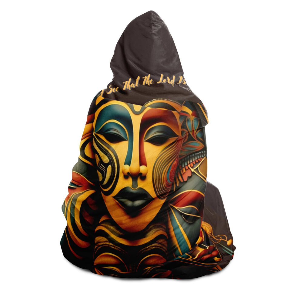 African Face Print Hooded Blanket: Taste and See the Goodness of the Lord- AOP